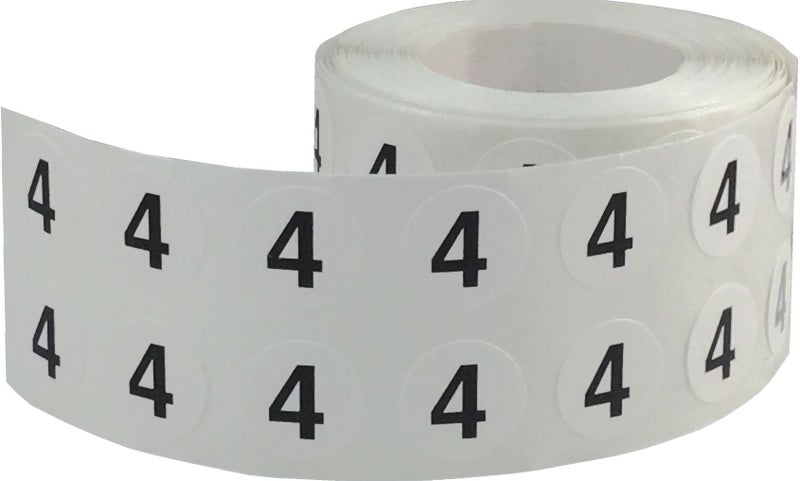 InStockLabels.com 1/2" Inch Number 4 Stickers, Semi-Gloss White Round Labels with Black Text, 1000 Labels on a Roll, Perfect for Home Organization and Office Management, Permanent Adhesive - Image 2